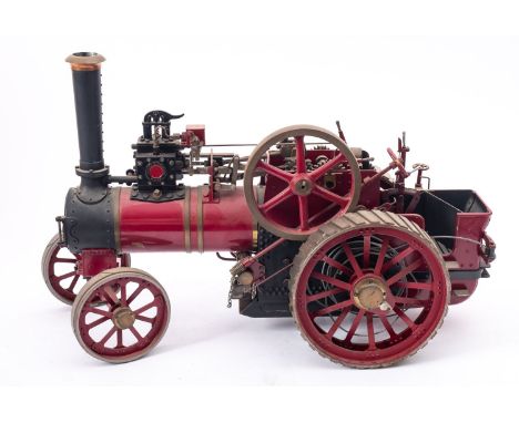 A  Taylor & Challen, Birmingham live steam scale model traction engine, 4 1/2 inch six spoke fly wheel, forward/reverse gears