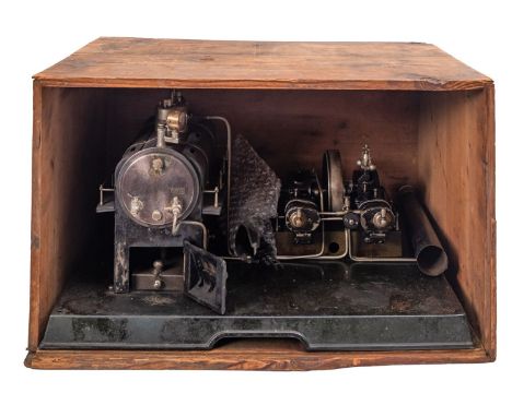 A large early 20th century Marklin Compound Steam engine, the large horizontal boiler- 25.5cm long, powering a double horizon