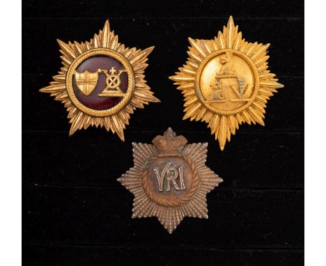 Two Victorian gilt  Orders, one with  St George Cross on a shield and Greek symbols on a red enamel ground and seven pointed 