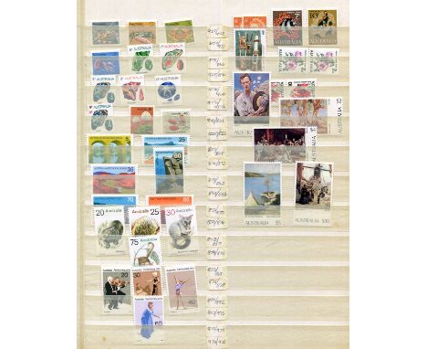A collection of stamps in five stock books and an album mostly unmounted mint 1970s new issues, Australia and Pacific Islands