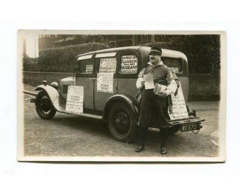 SINGER. A collection of 35 postcards and photographs of post-1930 Singer motorcars including a postcard advertising the Morav