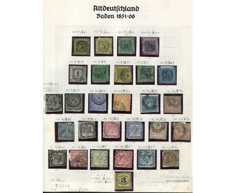 A collection of German States stamps in two albums, including Baden, Bavaria, Prussia and Württemburg, with imperfs (includin