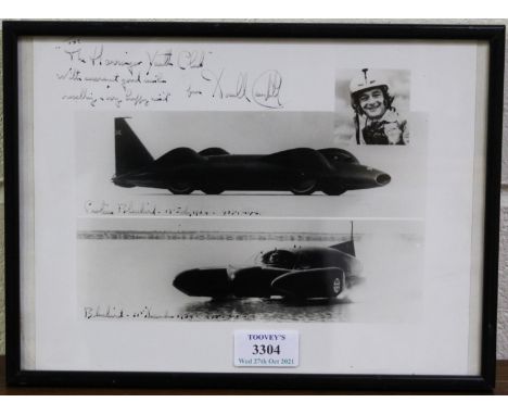 AUTOGRAPH. A photograph signed and inscribed by Donald Campbell, the photograph of Proteus Bluebird and Bluebird with inset p