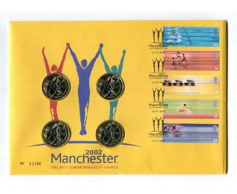 A collection of coin stamp covers in twelve albums, including Great Britain up to 2014 including 2002 Commonwealth Games £2, 