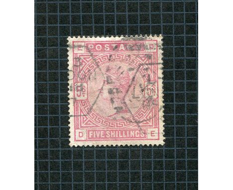 A collection of world stamps in four albums and a stock book, including Great Britain 1883 to 5 shillings rose used, first da