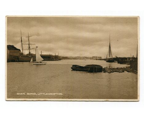 A collection of approximately 159 postcards of Littlehampton, West Sussex, including photographic postcards titled 'Mussel Ro