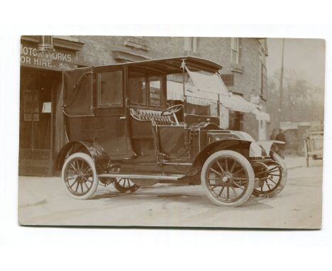 CHARRON. A collection of 28 postcards and photographs of Charron, CGV and Charron Laycock motorcars, including 1 outside a ga