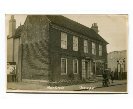 An album containing approximately 281 postcards, including photographic postcards titled 'Post Office, Orpington', 'The Fish 