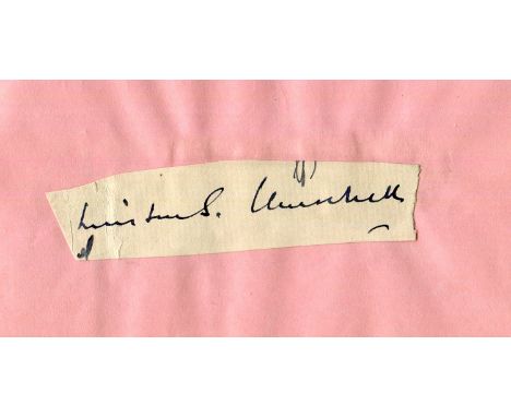 AUTOGRAPHS. An album containing 28 autographs, some back-to-back, leaves 10cm x 15cm, including clipped signatures of Winston