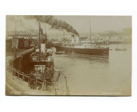 An album containing approximately 507 postcards, including photographic postcards titled 'The Harbour, Folkestone', 'Garden C