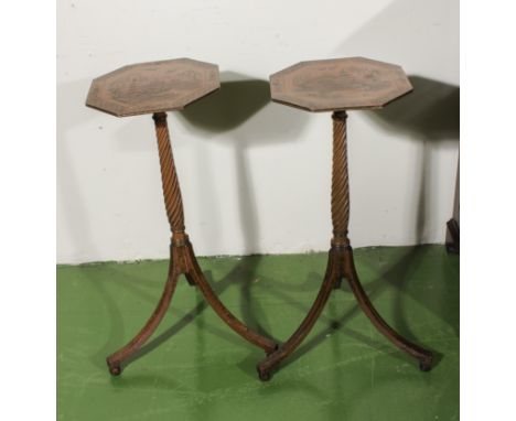 A pair of 19th century Japanned candle stands. Provenance part of Dunlop Estate
