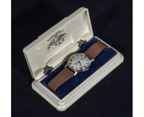 A 9ct gold Rotary wrist watch with leather strap, 1960's