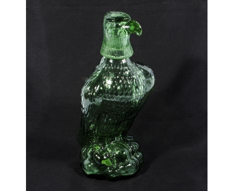An American green glass decanter modelled as an eagle