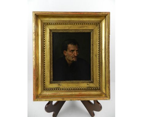 18th / 19th century Dutch school, a head and shoulder portrait of a pastoral man looking to sinister, unsigned, oil on chamfe