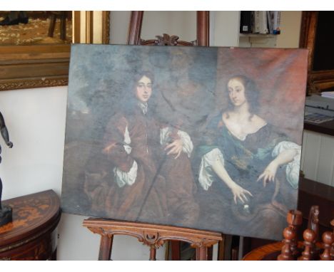 After Sir Godfrey Kneller, late 19th / early 20th century British school, double portrait of gallant and companion in the 17t
