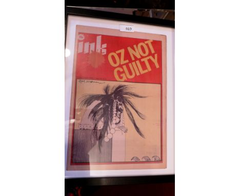 A framed limited edition art print of Ralph Steadman's cover of issue No. 15 of Ink Magazine, 7th August 1971. 