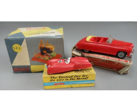 A quantity of vintage toys, including; a Jetex jet propelled racing car, a 'Nightrider' deluxe touring car, a Jetex helicopte