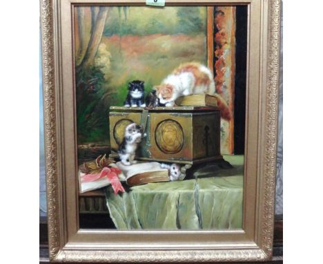 Continental School (20th century), Playing Kittens, oil on board, signed indistinctly, 40cm x 29cm.   M1