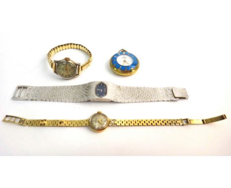 A Walker & Hall 9ct gold lady's bracelet wristwatch, with a signed circular silvered dial, having Arabic numerals, the 9ct go