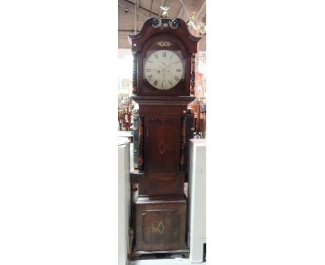 An early Victorian oak 8 day longcase clock, 50cm wide x 205cm high, (one pendulum).