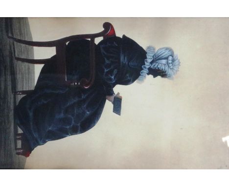 English School (19th century), A silhouette depicting a profile portrait of a lady seated in an armchair, watercolour, 28cm x