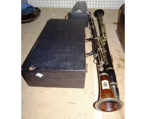 Musical instruments comprising; A Czechoslovakia clarinet, an unmarked clarinet, a Rudall Piccolo and one further clarinet (4