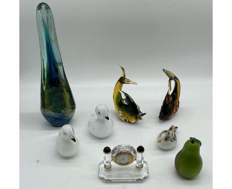 Collection of Paperweight and other to include Vintage Mdina Glass, Murano Glass Fish Paperweights, Langham Glass Paul Miller