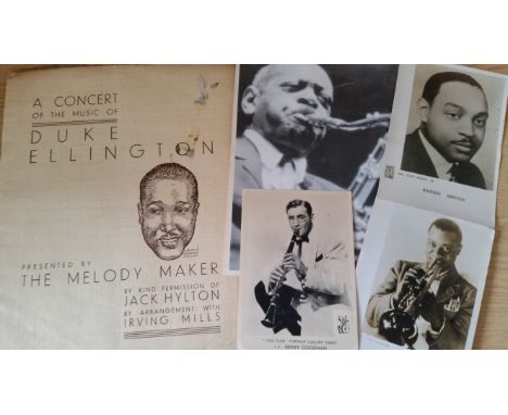 JAZZ, selection, inc. programme, A Concert of the Music of Duke Ellington, Trocadero Theatre 1933; promotional cards, Jazz Cl