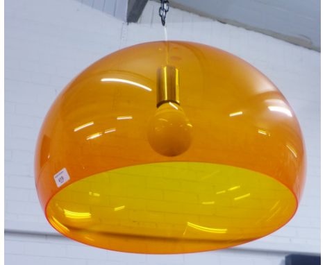 Kartell FL/Y orange plastic ceiling light pendant, diameter 45cm 