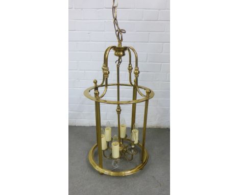 Modern brass lantern light fitting, 40 x 71cm 