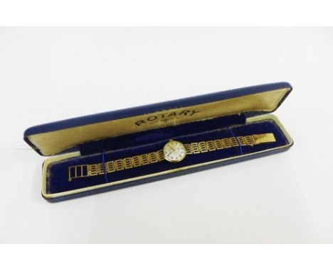 Lady's vintage 9ct gold Rotary wristwatch, circa 1960s, on a 9ct gold bracelet strap, boxed 