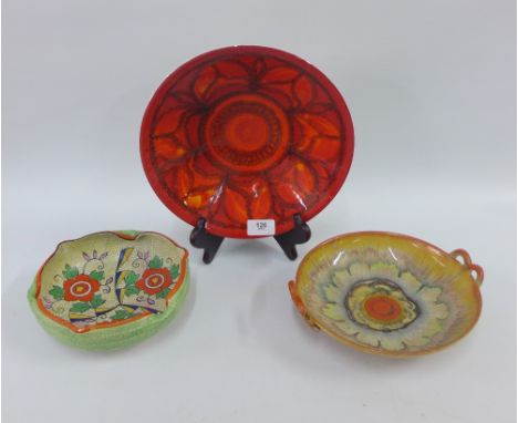 Poole Pottery Delphis bowl, German pottery dish and a Japanese Art Deco bowl, (3) 