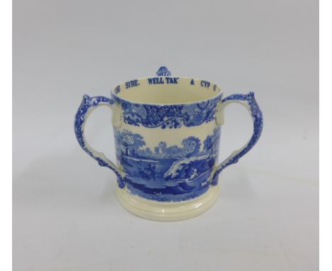 Copeland Spode Italian blue and white pottery  loving cup, 15cm 