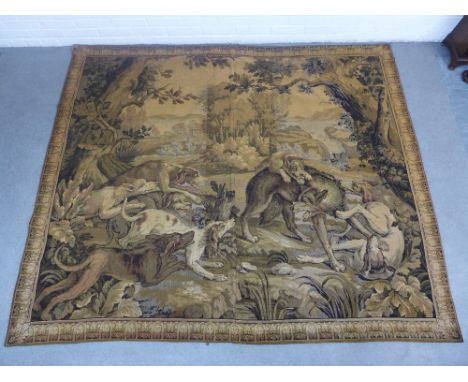 French tapestry of a pack of dogs,  220 x 180cm 