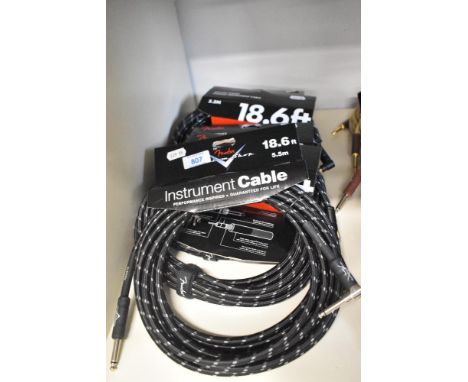 Six Fender 5.5metre instruments cables , black tweed (as new shop stock)