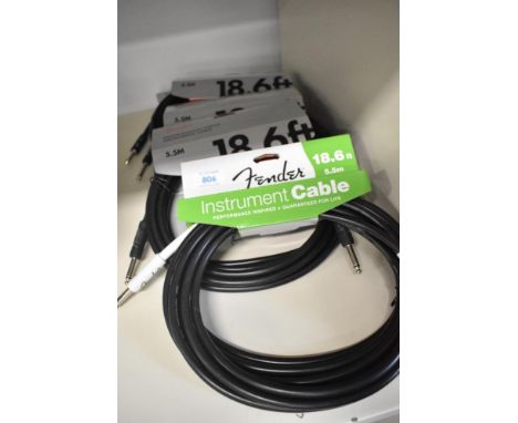 Five Fender 5.5metre instruments cables , black (as new shop stock)