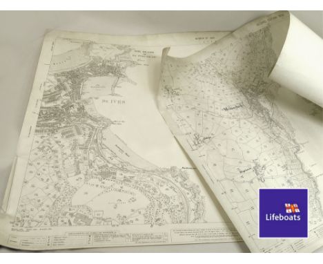 ORDNANCE SURVEY. An Ordnance Survey map of Mousehole Coast, 2nd Edition 1908 & an Ordnance Survey Map of the St. Ives Coast, 