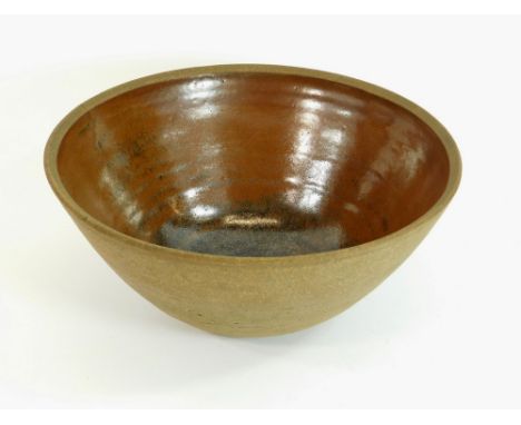 LEACH STANDARD WARE. A Leach Pottery Standard Ware extra-large general purpose bowl. Pottery mark. Diameter 31cm. Small firin
