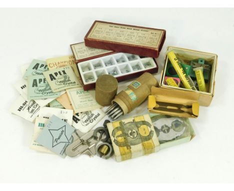 WATCHMAKER'S TOOLS ETC. Various watchmaker's tools, watch crystals etc.  Please note that all items in this auction are previ