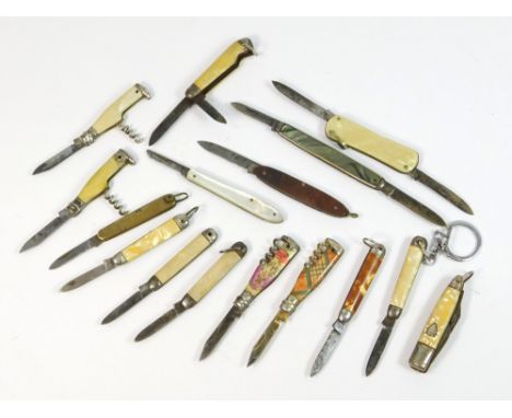 PENKNIVES. Sixteen various penknives including four combination penknives/corkscrews (some wear).   Please note that all item