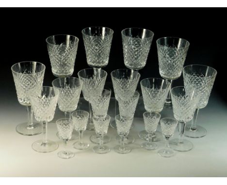 WATERFORD CRYSTAL. A set of six Waterford Crystal, Alana pattern red wine glasses, a set of six matching white wine glasses, 