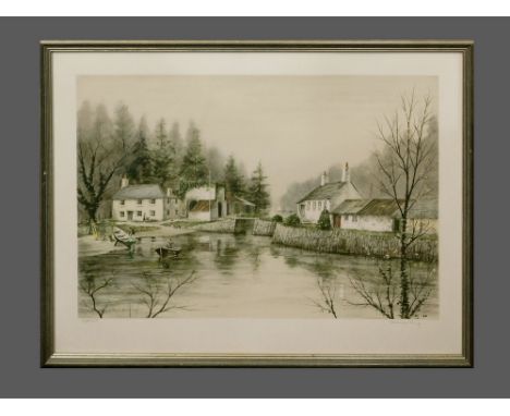 JEREMY KING. 'Pont Pill, Lanteglos-by-Fowey'. Limited Edition coloured lithograph. Signed in pencil & No.130/350. Christies C