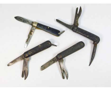 MILITARY KNIVES ETC. Three military pocket knives & one other folding knife by Camillus.  Please note that all items in this 