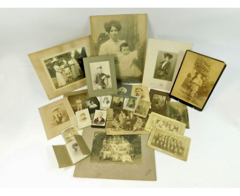 MISCELLANEOUS PHOTOGRAPHS: Various late 19th century & early 20th century portrait & group photographs.  Please note that all