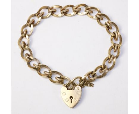 9ct gold curb chain bracelet each fancy link hallmarked 23.7gm   Condition Report   Click here for further images, condition,