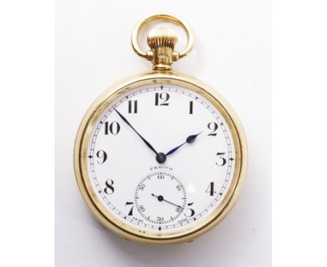 Swiss made 9ct gold presentation pocket watch 1951 by Zenith no 3271521, Denison case no700619 approx 87gm gross   Condition 