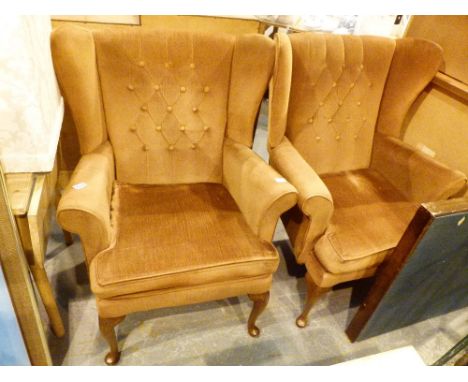 Two button back upholstered chairs
