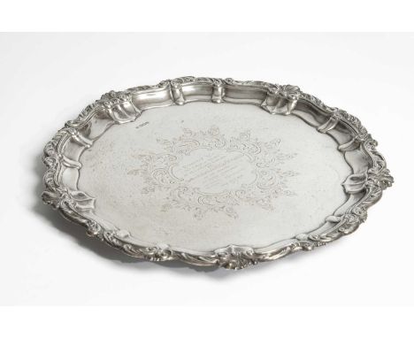 A silver salver, Cooper Brothers &amp; Sons Ltd, Sheffield 1914, engraved to the centre 'Presented by Officials and Friends o