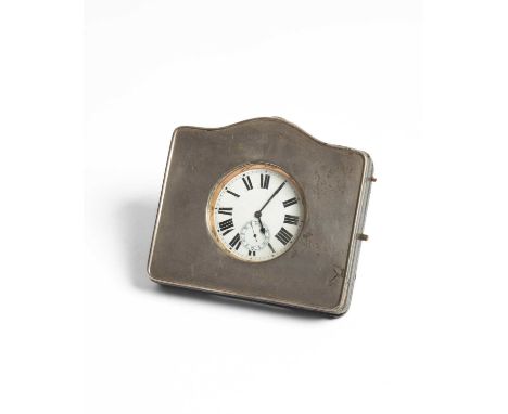 A Goliath pocket watch in silver-fronted case the silver plated watch with Roman numerals and subsidiary seconds dial, 6.5cm 