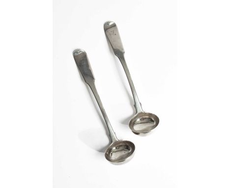 A pair of George III silver ladles, John Heron, Edinburgh 1814, initialled handles, approximately 83g